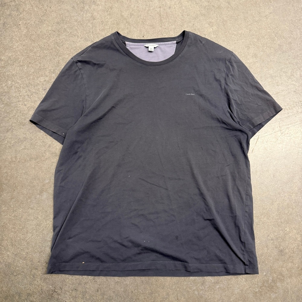 Calvin Klein Mens XXL Short Sleeve Crewneck T-Shirt Charcoal Gray Logo Tee 4057